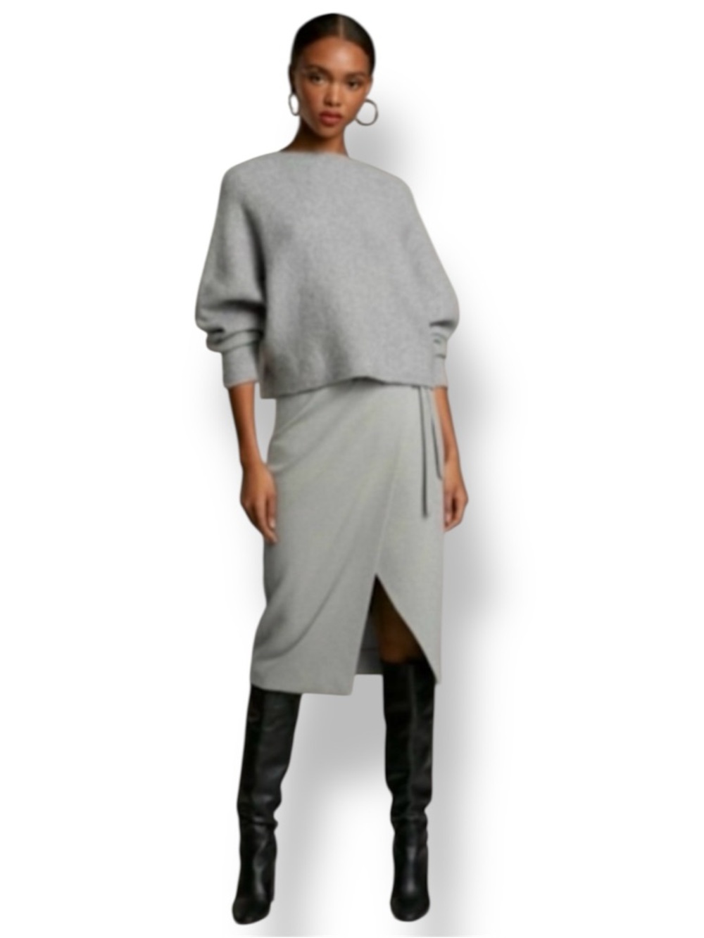 ARITZIA BABATON Zaha Batwing Sleeve Wool Silk Alpaca Blend Gray Confetti Size XS